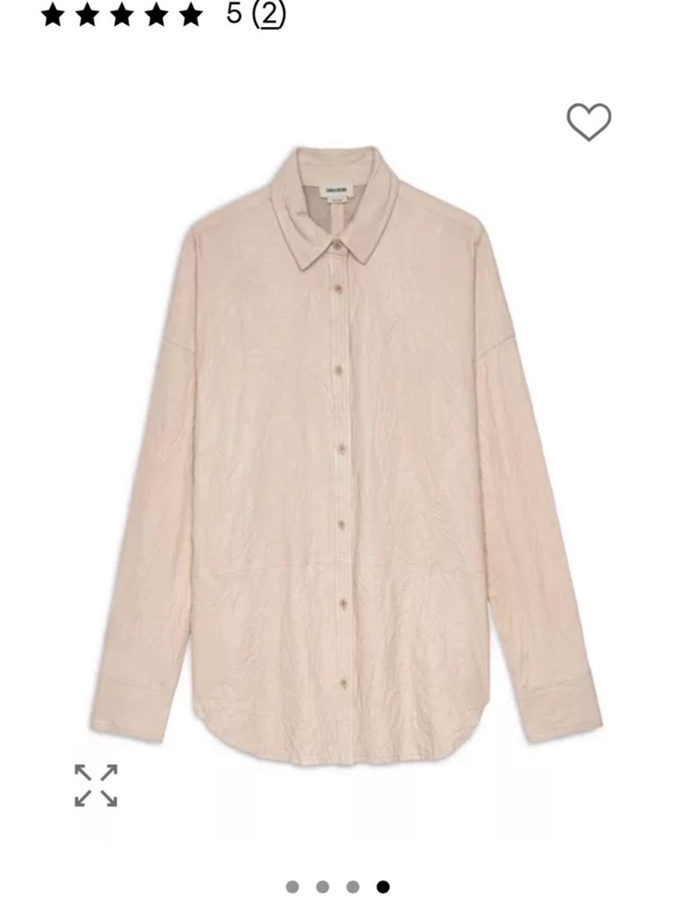 Zadig & Voltaire Tan Button-Down Lamb Leather Shirt